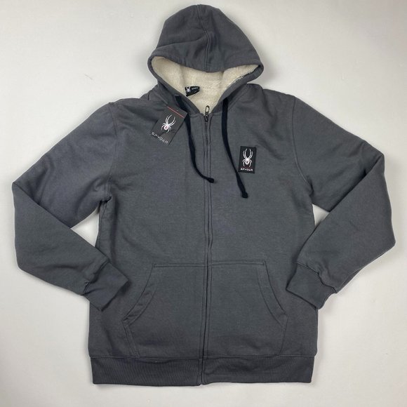 Spyder Other - NEW Spyder Polar Sherpa Hoodie Mens Medium Full Zip Hooded Sweatshirt Gray